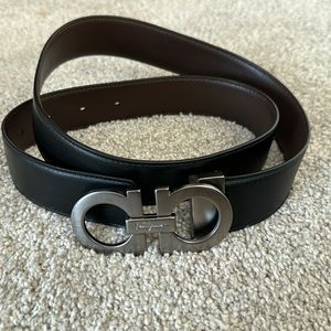 Salvatore Ferragamo reversible double gancini belt 34”